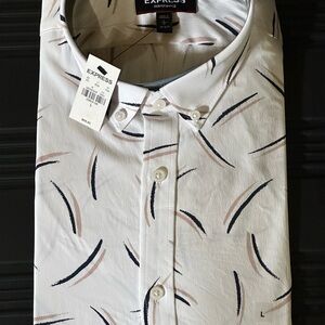 Express White and Black Casual Button Down Shirt